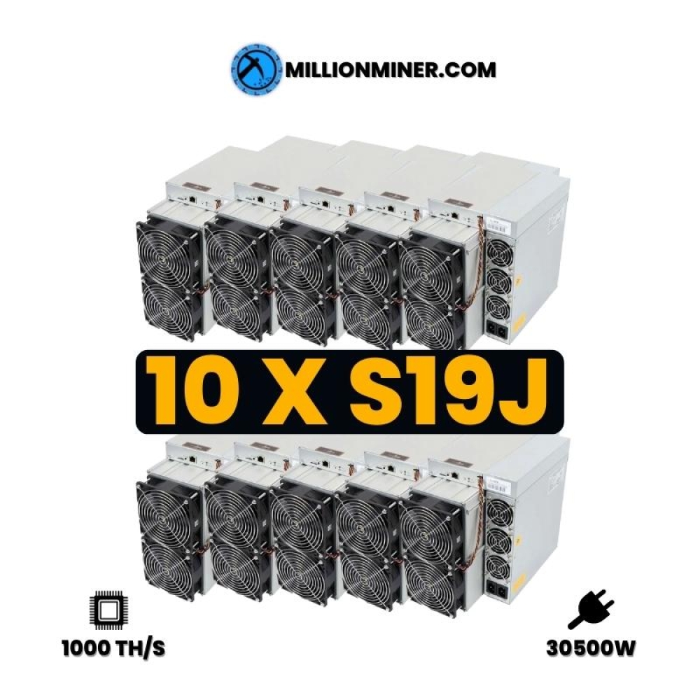 10x BITMAIN Antminer S19J Pro 100TH/s (hosted for 0,08USD) - 1000TH