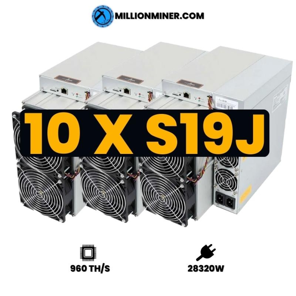 10x BITMAIN Antminer S19J Pro 96TH/s - TOTAL 960TH/s (NEW)