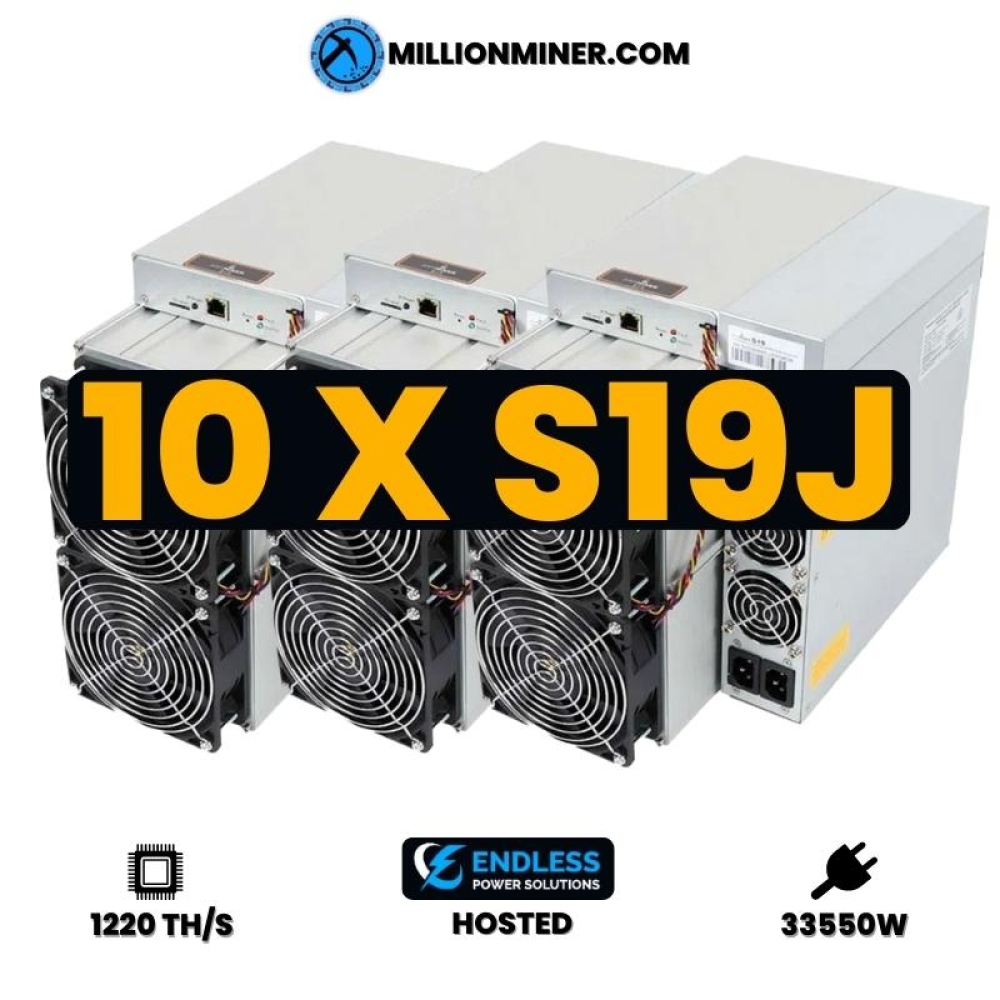 10x BITMAIN Antminer S19J Pro 120TH/s - TOTAL 1200TH/s (HOSTED FOR 0.08 USD / KWH)
